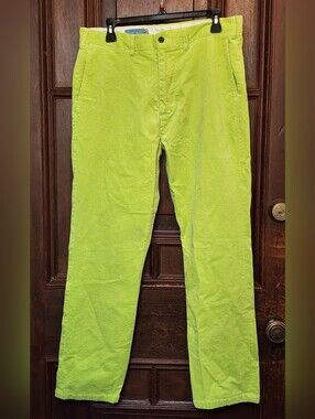 Castaway Nantucket Island Lime Green Corduroy Men's  Pants- Size 33 X 30